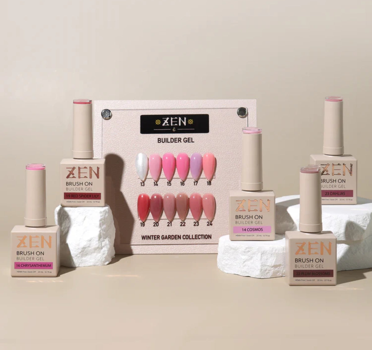 KaZen Brush On Builder Gel Set - Sakura Glimmer #37 - #48
