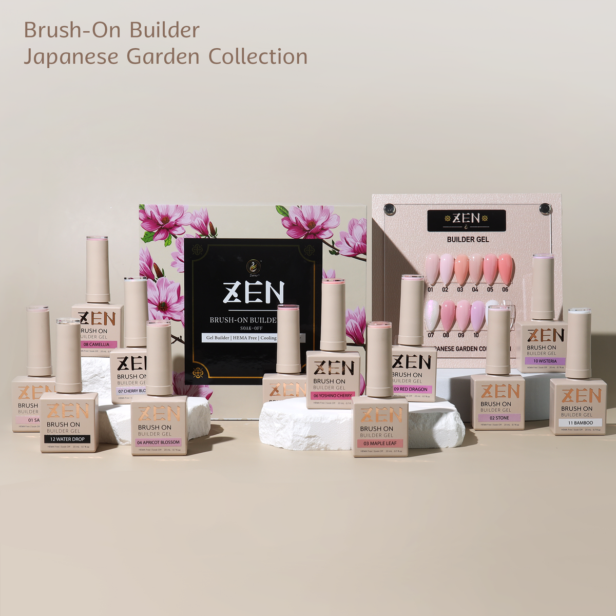 KaZen Brush On Builder Gel Set - Japanese Garden #1-12