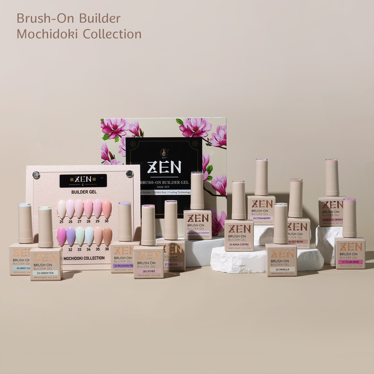 KaZen Brush On Builder Gel Set - Mochidoki #25-36