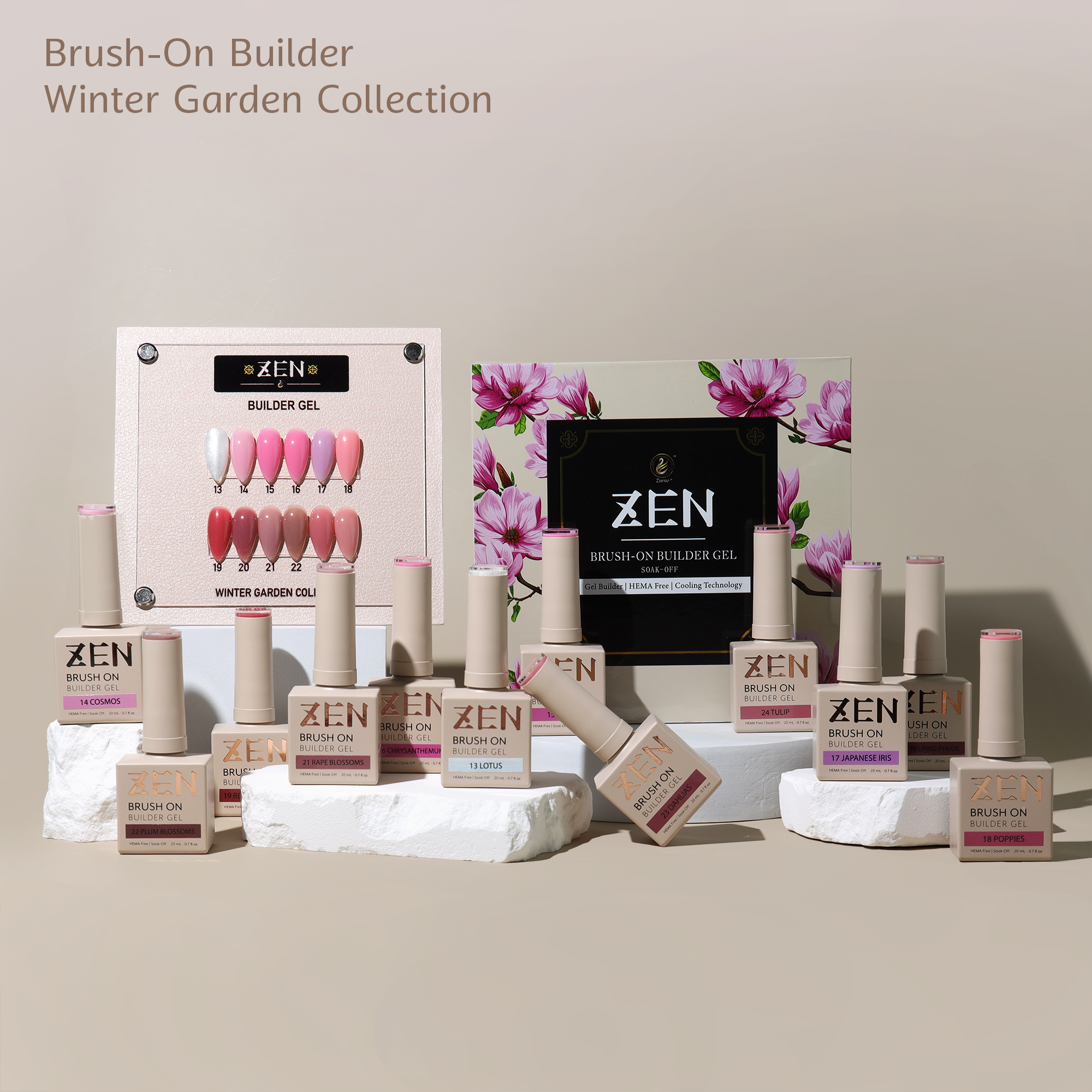 KaZen Brush On Builder Gel Set - Winter Garden #13-24 – Nails Plus