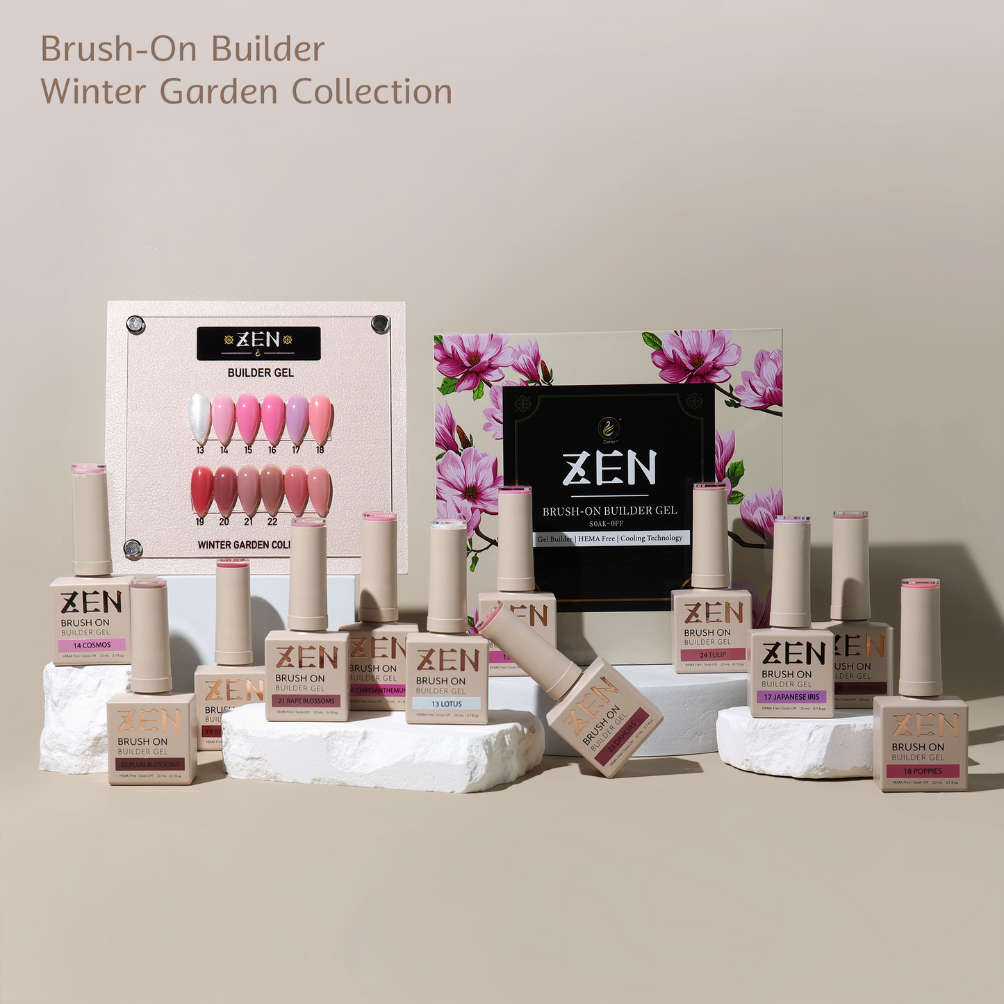 KaZen Brush On Builder Gel Set - Winter Garden #13-24
