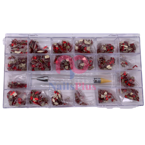 Red AB Rhinestones w/ Picker