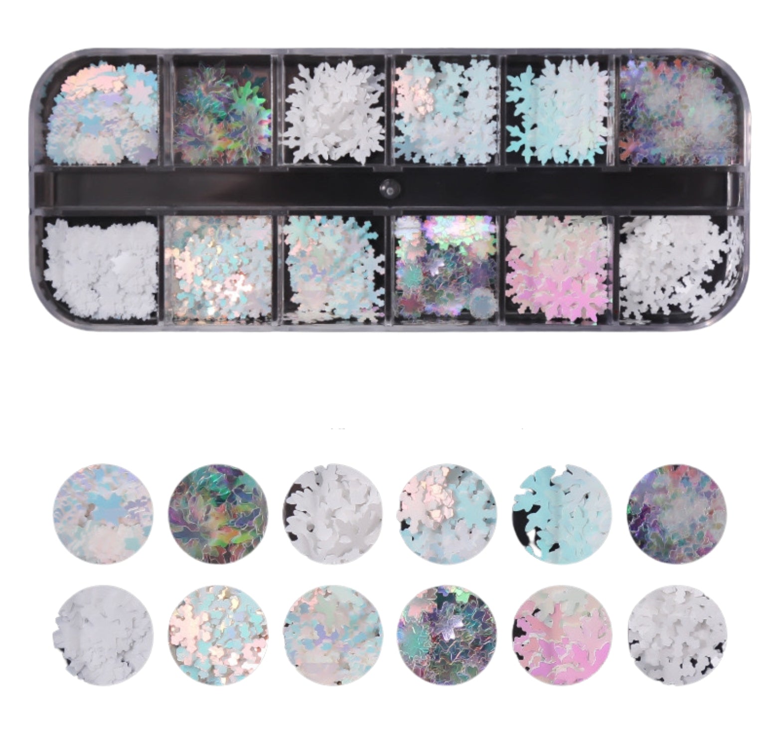 Iridescent Snowflakes 12 Grid