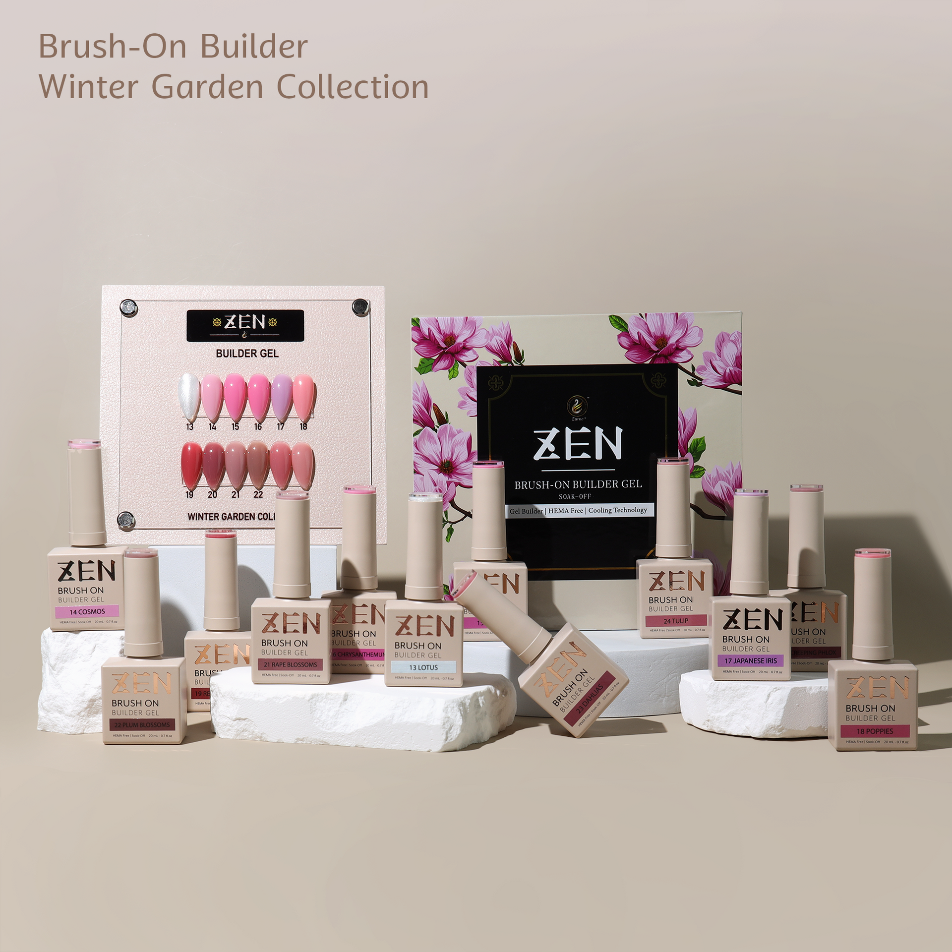 KaZen Brush On Builder Gel Set - Winter Garden #13-24 – Nails Plus