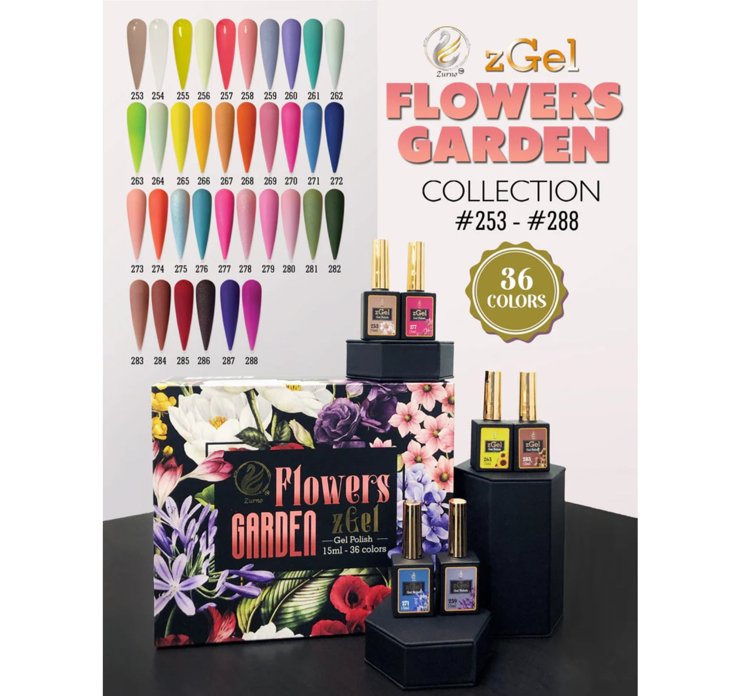 Gel Polish zGel Flowers Garden Collection #253-288